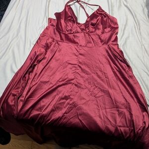 SHEIN Burgundy Halter Dress